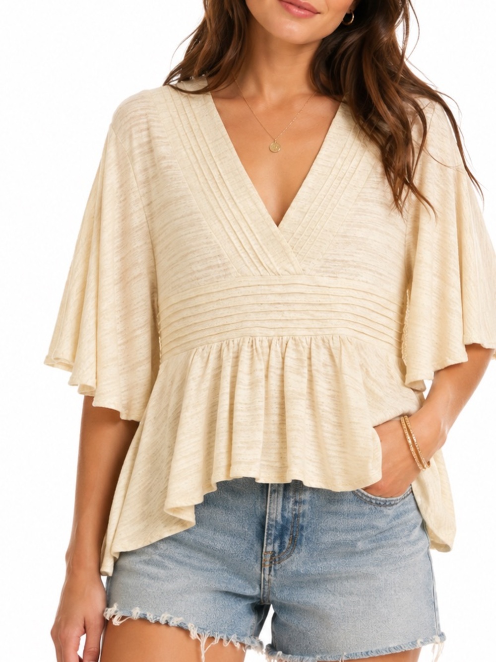 Lucky Brand Deep V Neck Blouse